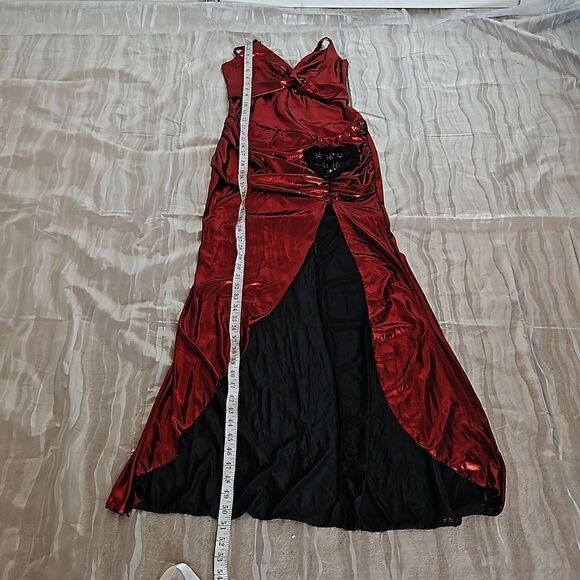 Halloween Metallic Twisted Front Spaghetti Straps Maxi Dress Small RubyRed - Picture 8 of 16